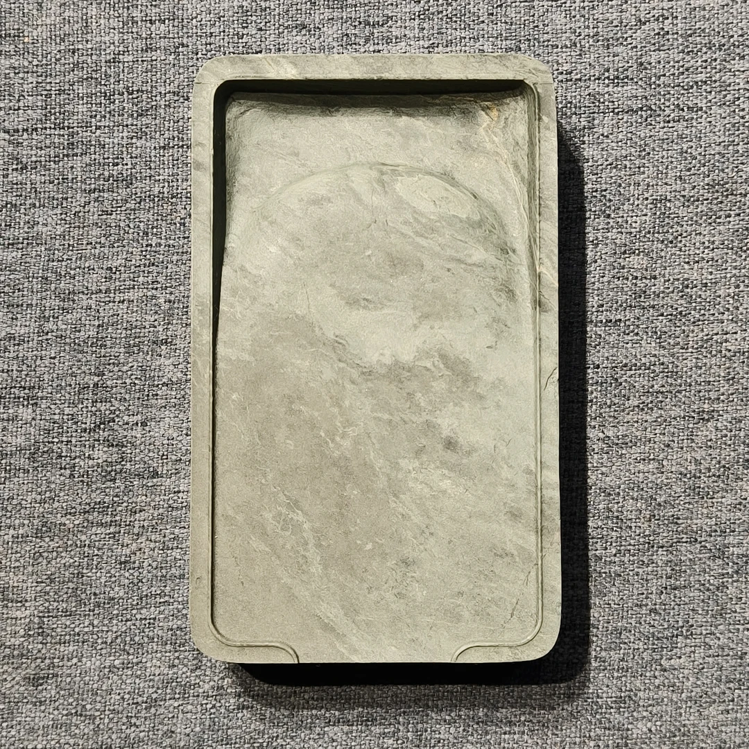 甘肃洮砚，水泉小柳叶边淌池砚，尺寸12.5*7.5*2.4厘米