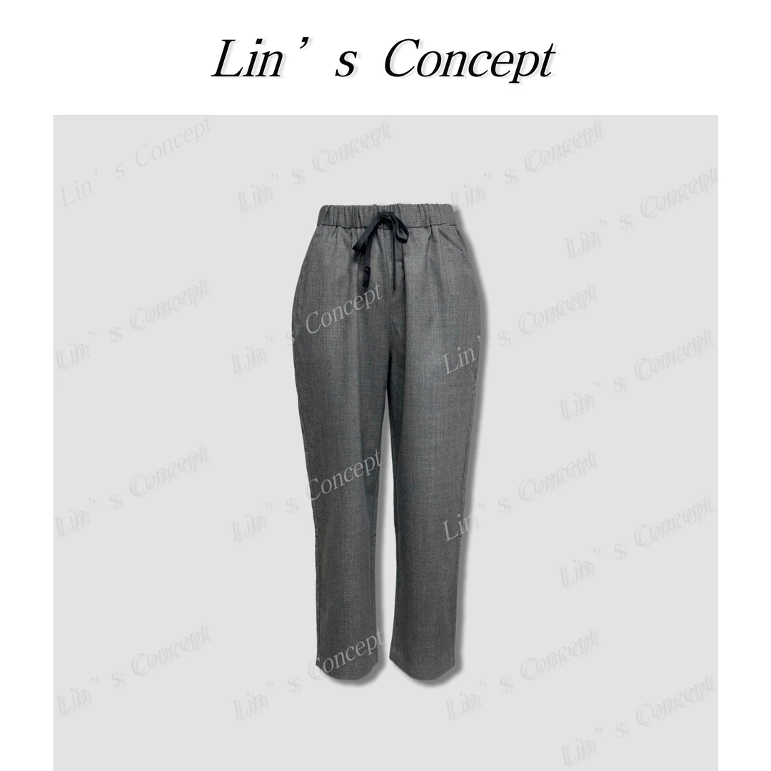【Lin's concept】纯色百搭直筒抽绳款休闲裤DL2404766