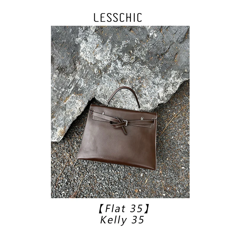 LESSCHIC【 Flat35 】全手缝蜡线 马油皮 轻奢女包