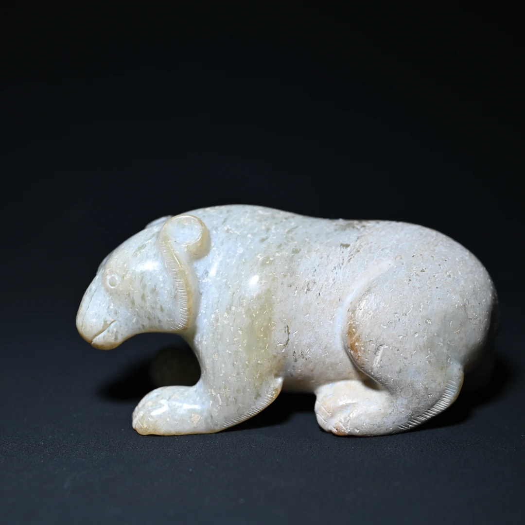 明代受沁灰皮圆雕玉熊/ZYR0A117/集萃斋