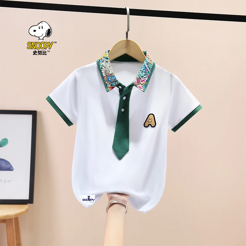 史努比男童短袖夏季2025新款洋气中大童休闲百搭韩版潮流男童上衣