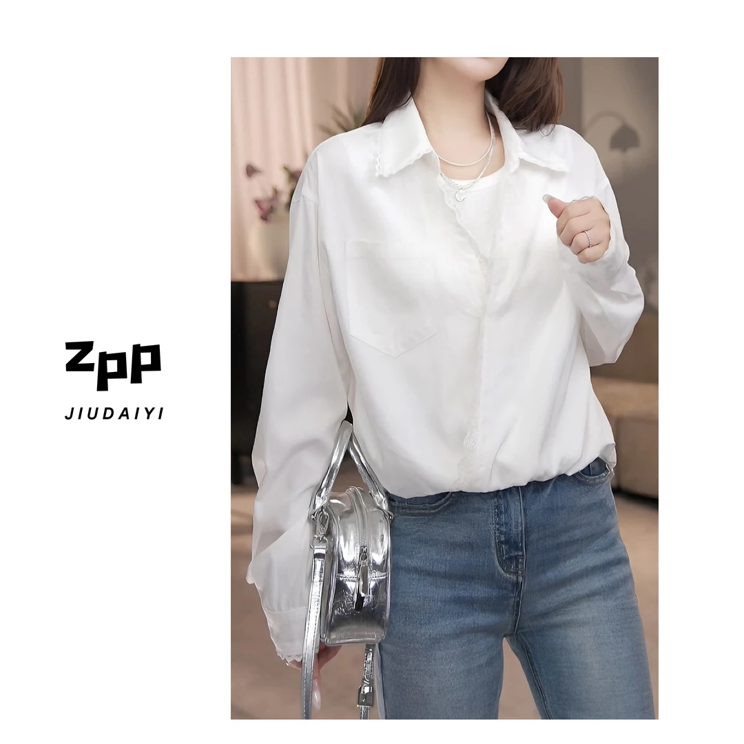 玖黛衣现货【初恋女主】新春法式气质高级纯色假两件衬衫~CYP38094