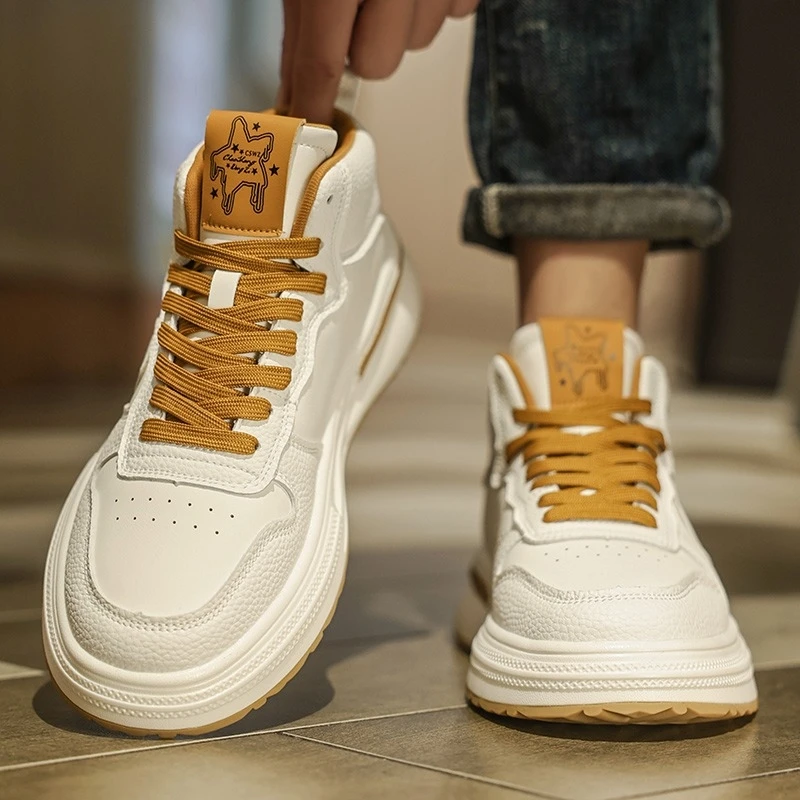 男鞋2025新款夏季透气百搭休闲小白板鞋厚底增高干净感痞帅男鞋