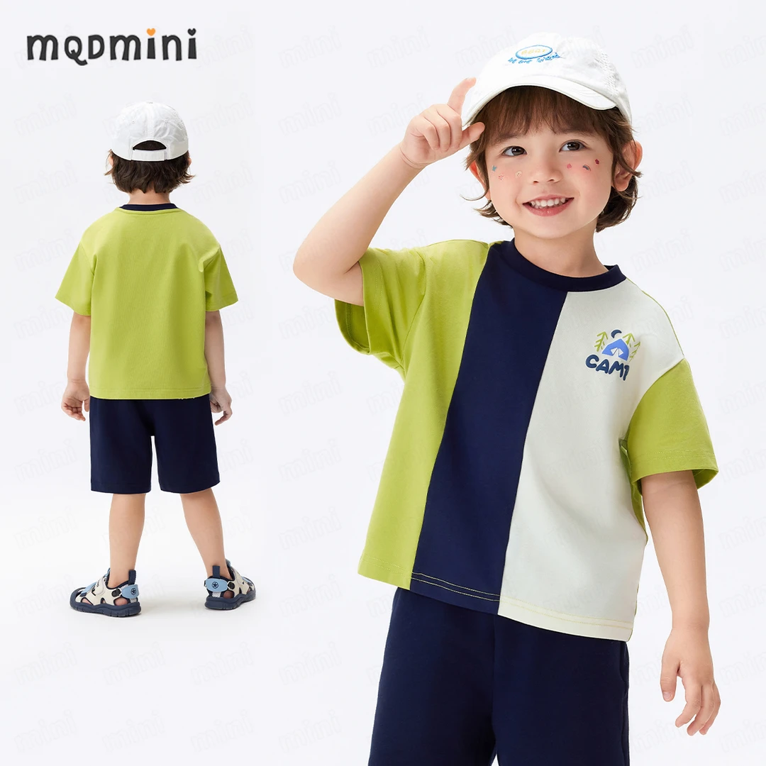 MQDMINI童装男童短袖套装2025夏季新款宽松透气舒适透气出行穿搭