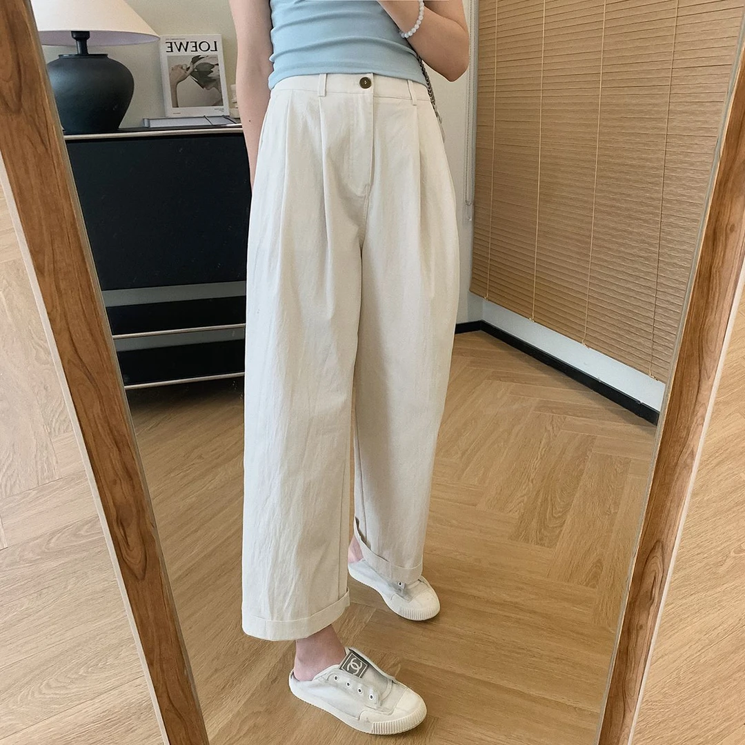 小个子高腰窄版直筒裤女夏季2025新款薄款运动长裤宽松百搭休闲裤