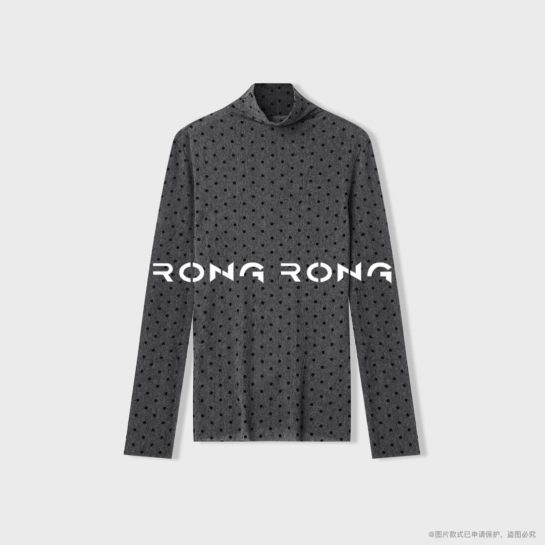 溶溶【波点星梦】RONGRONG 高领法式复古撞色波点长袖打底衫CW836