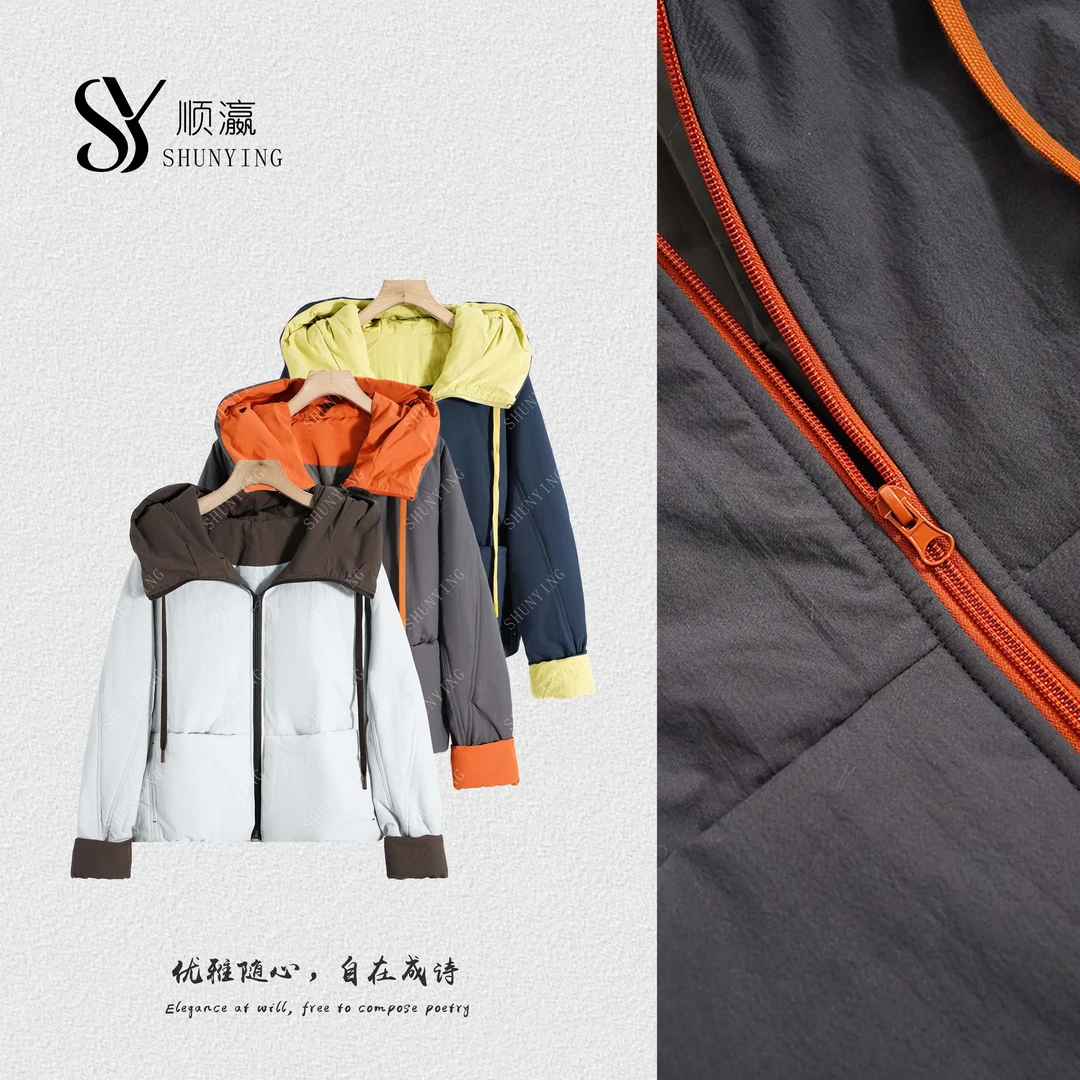 【仟娜】简约风格~设计感小众慵懒拼色休闲棉服短外套SY76MF7521