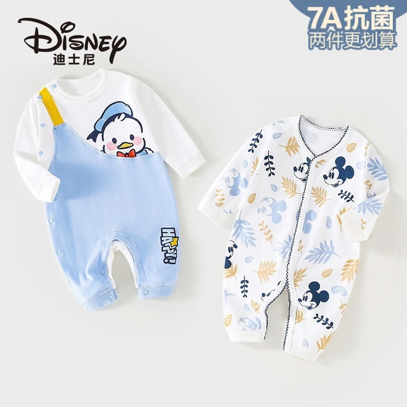 Disney/迪士尼 新生婴儿春秋季连体衣哈衣无骨a类纯棉连体衣2件装