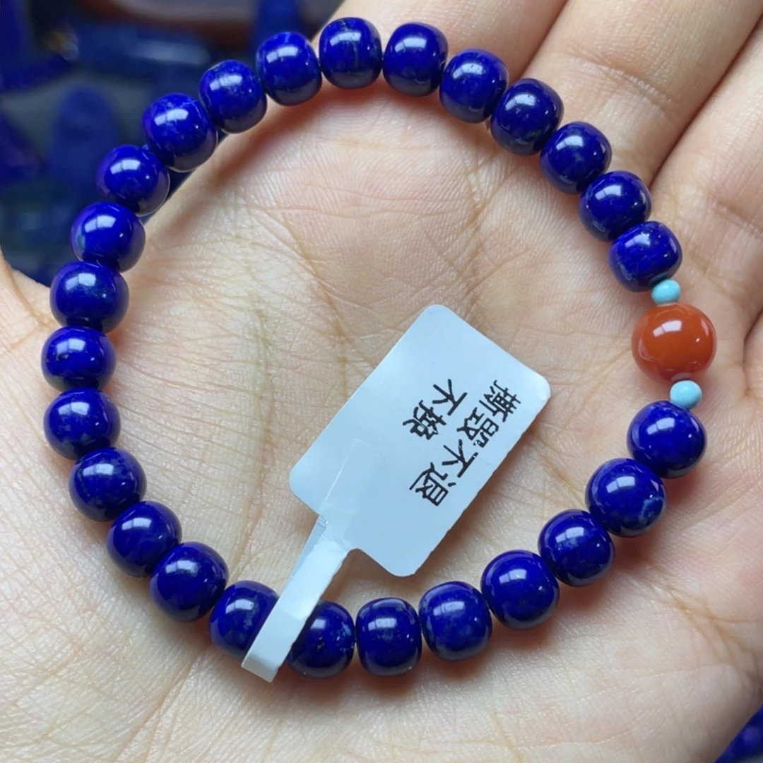 青金石未镶嵌7×6mm老型手串