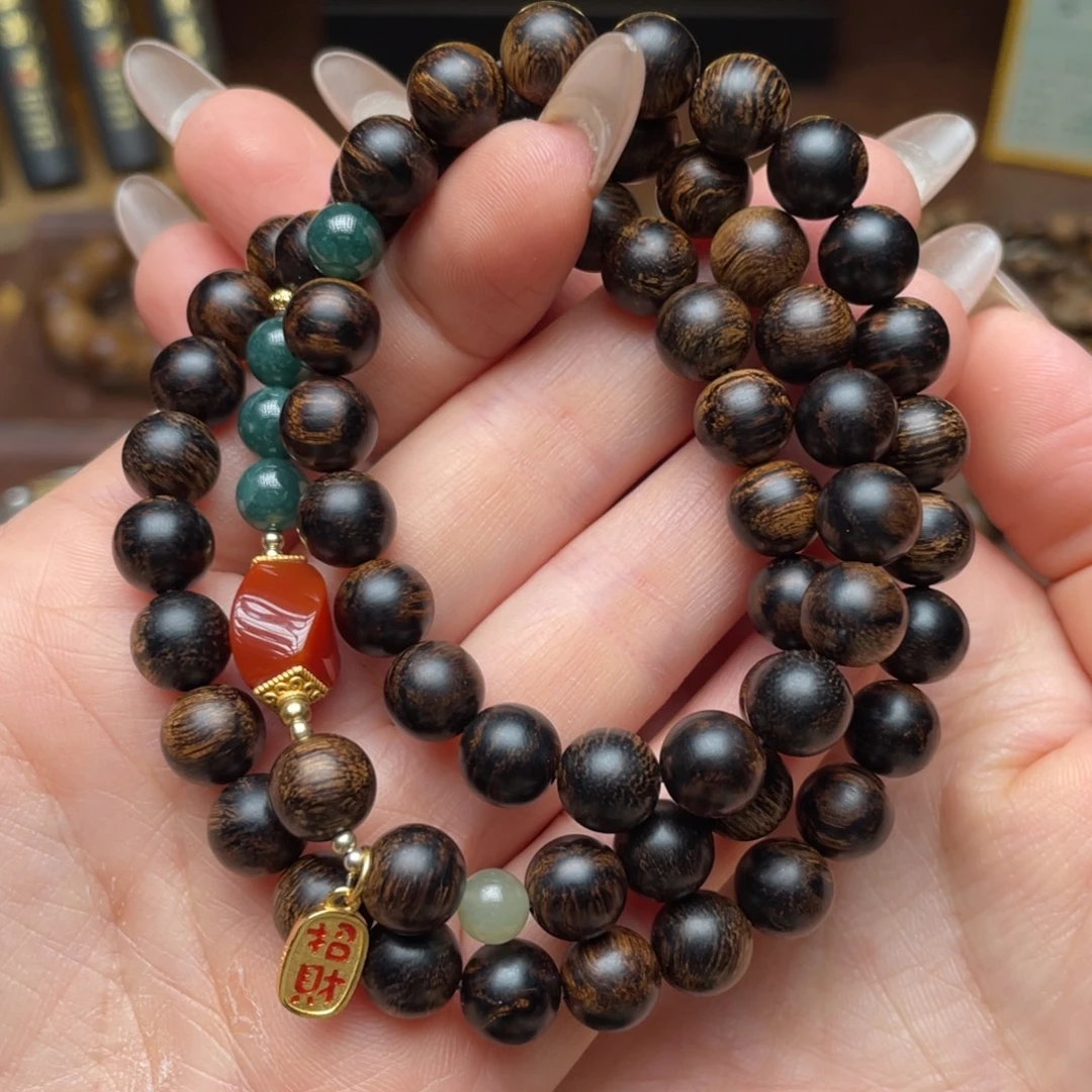 手串沉香芽庄白棋楠虎斑瘤疤0.8三圈