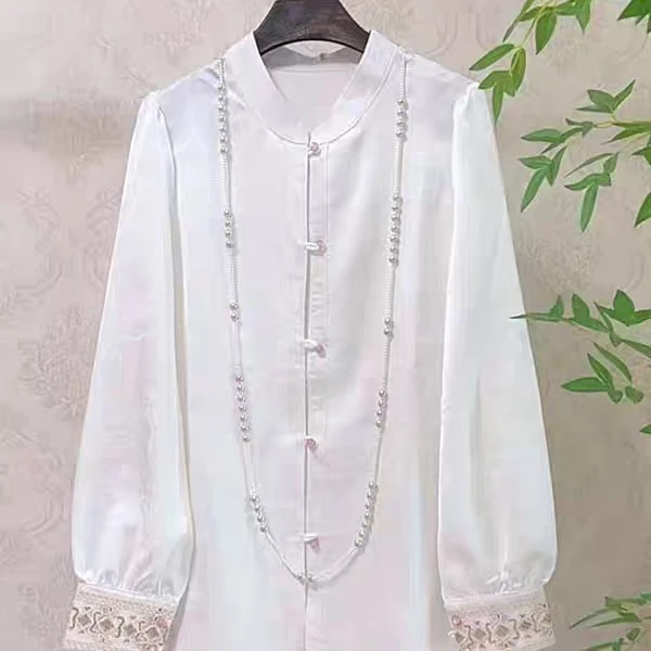 提花暗纹刺绣国风立领打底衫