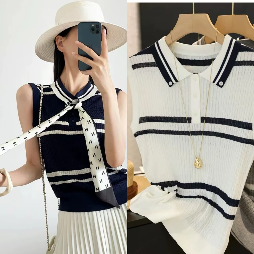 好做工天丝亚麻带丝巾条纹衫