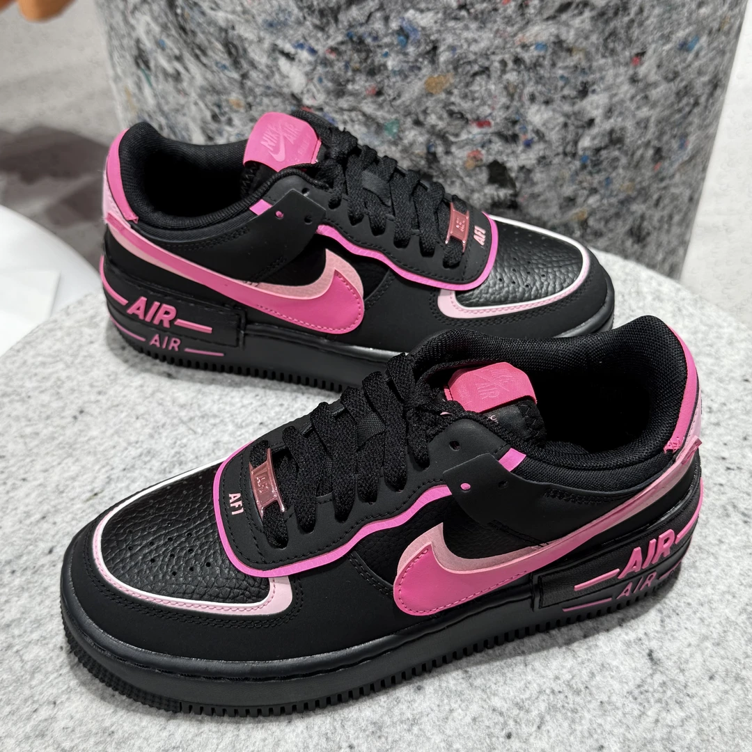NIKE耐克女子W AF1 SHADOW流光风黑粉黑武士时尚板鞋CI0919-006