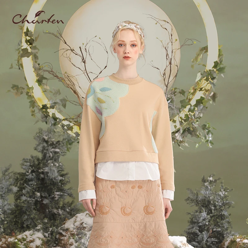 【达人专属】朝峰冬季时尚圆领印花休闲长袖CFD5D305-3007B