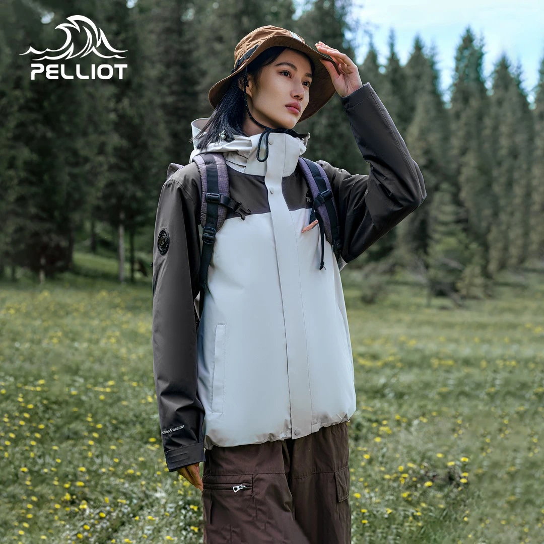 伯希和冲锋衣2024女新款三合一拼色抓绒外套防风防水男士12340132