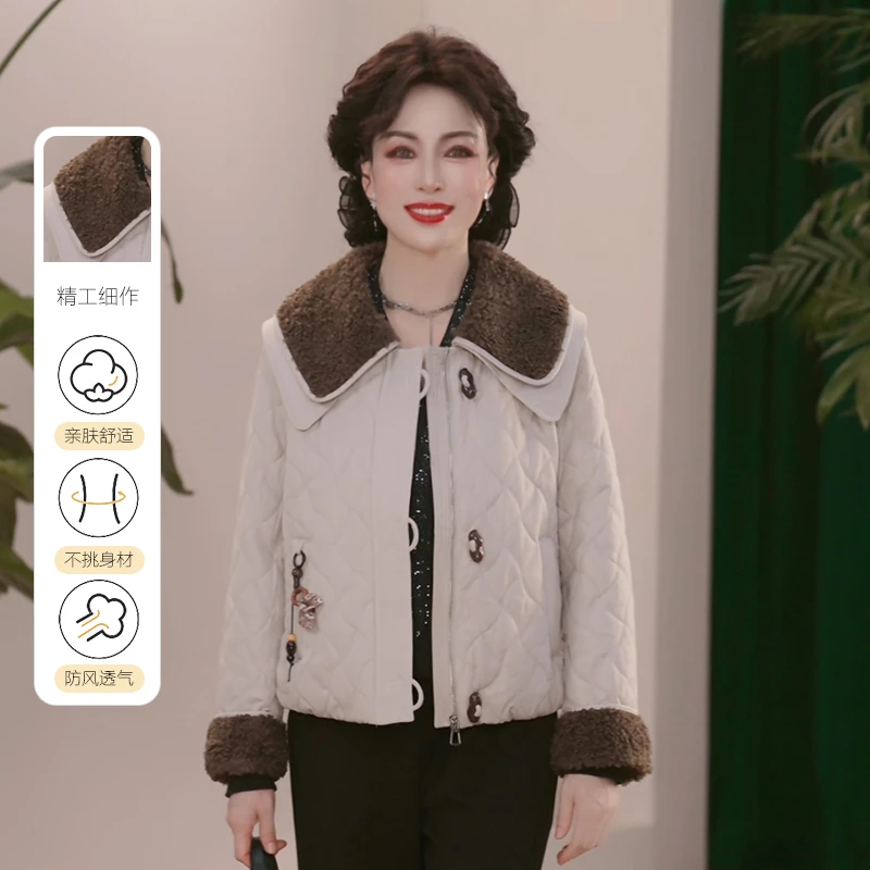 2025秋冬新款妈妈装洋气百搭上衣气质中年女装休闲时尚棉服外套