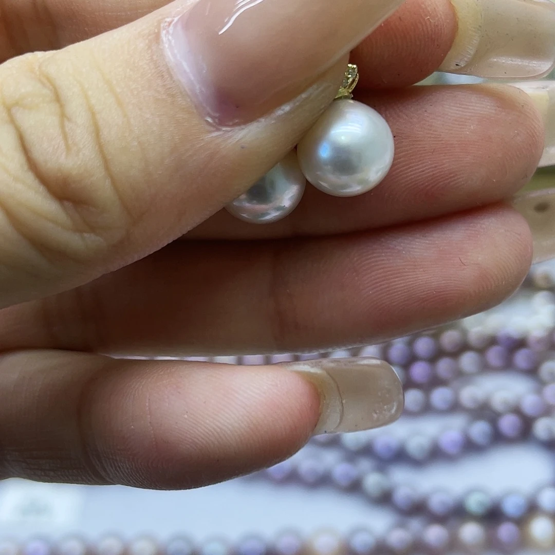 银S925镶嵌海水珍珠耳饰