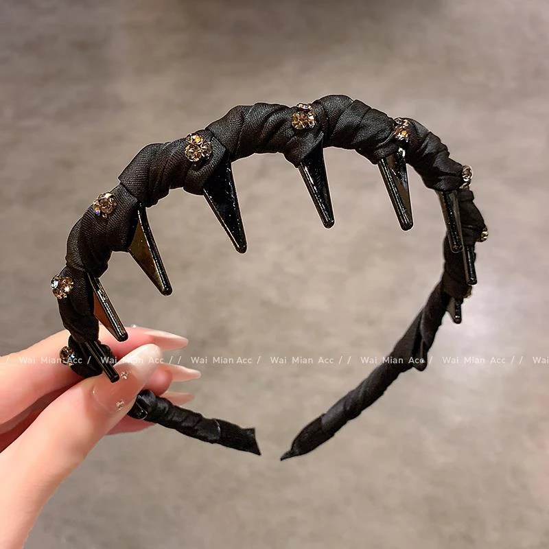 新款镶钻齿梳发箍女轻奢缠绕高颅顶头箍网红外出装饰压发洗脸发饰