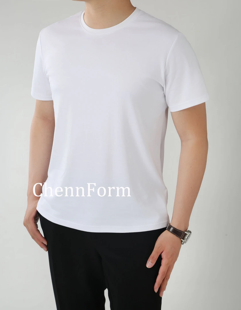 ChennForm|24SS强捻度棉薄款合身基础黑白T恤