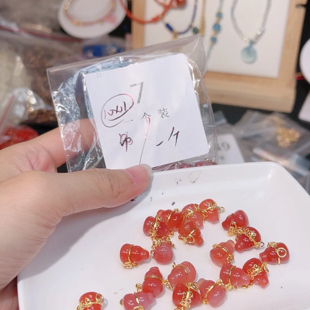 玛瑙/玉髓珠宝半成品银S925镀金镶嵌7