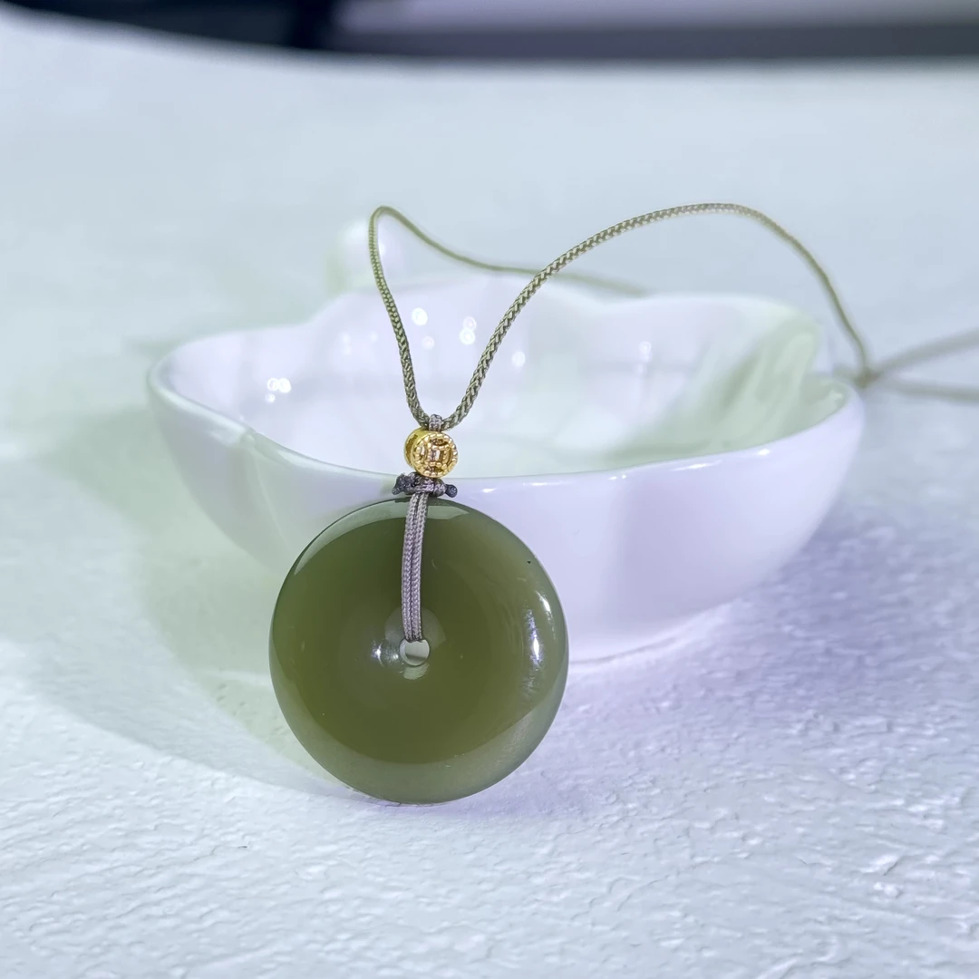 【然然家】天然新疆和田玉若羌黄口平安是福平安扣