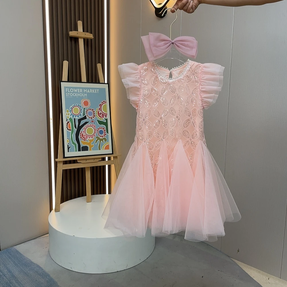 女童夏装连衣裙2024新款夏天女孩宽松时髦洋气公主风儿童甜美纱裙