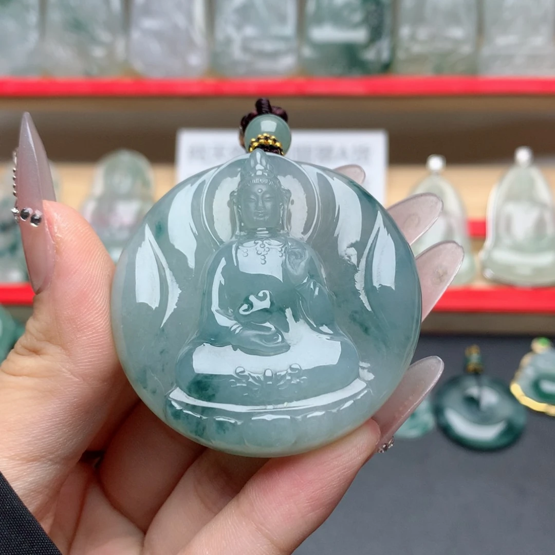 心***灵翡翠未镶嵌颈饰观音