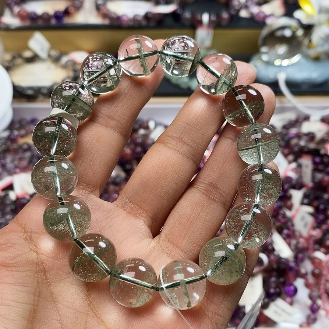 未镶嵌手链水晶全净体绿幽灵13.8m G102