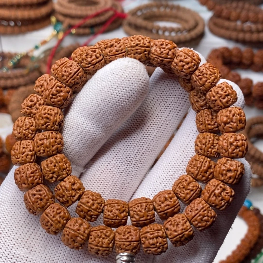 金刚菩提手串双圈手持～五瓣龙切满肉盘龙，尺寸10.5