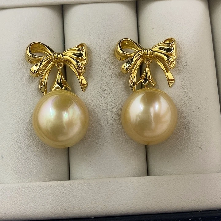 定制海水珍珠未镶嵌裸珠89炫彩金珠14-15mm