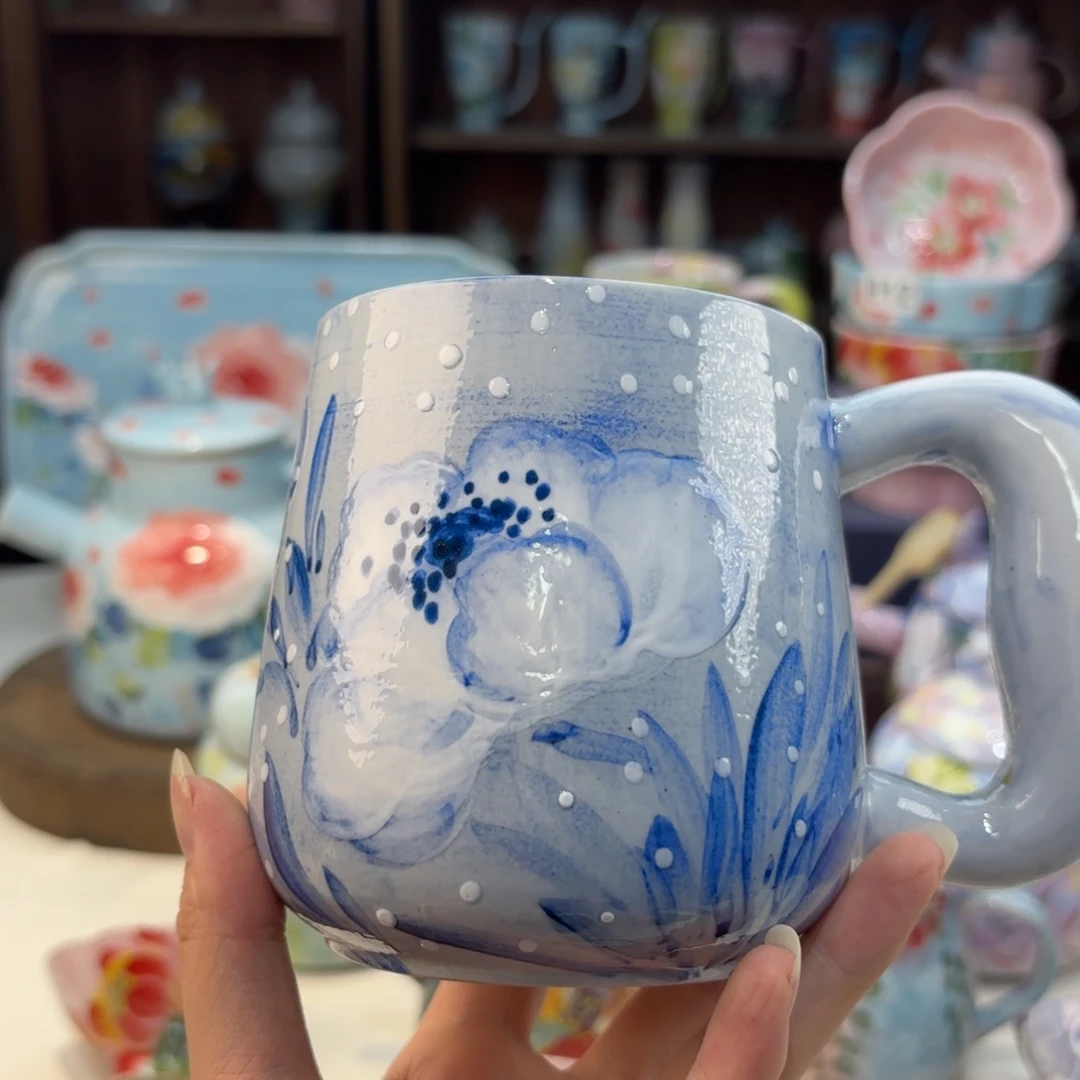 瓷片景德镇手绘高温釉下彩陶瓷茶具