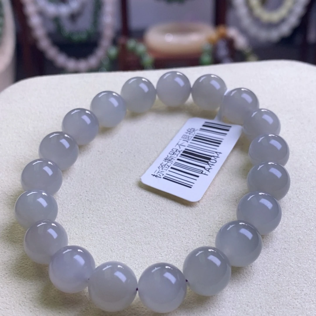 和田玉高冰烟紫手串10MM未镶嵌