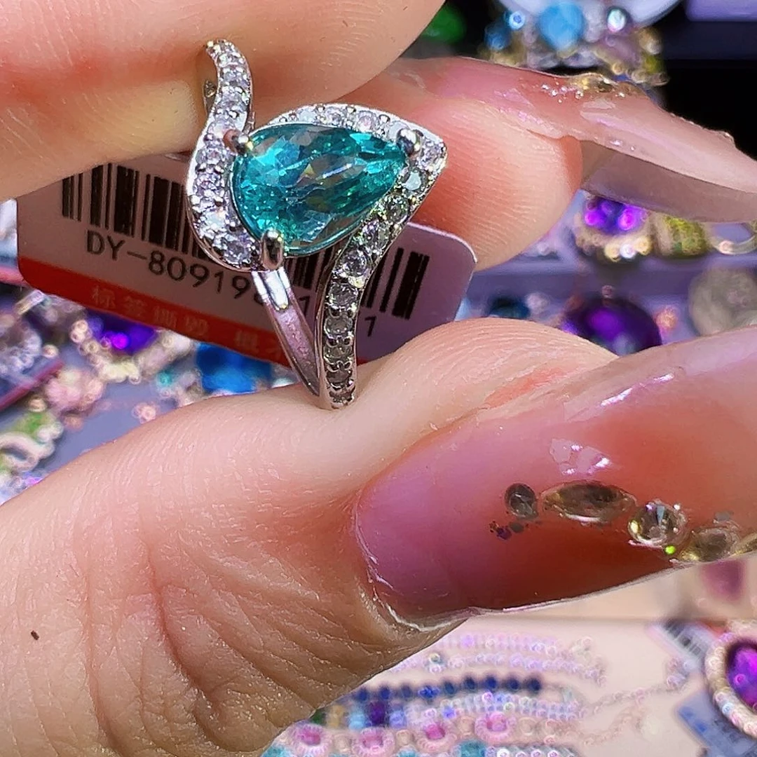 戒指磷灰石银S925镶嵌