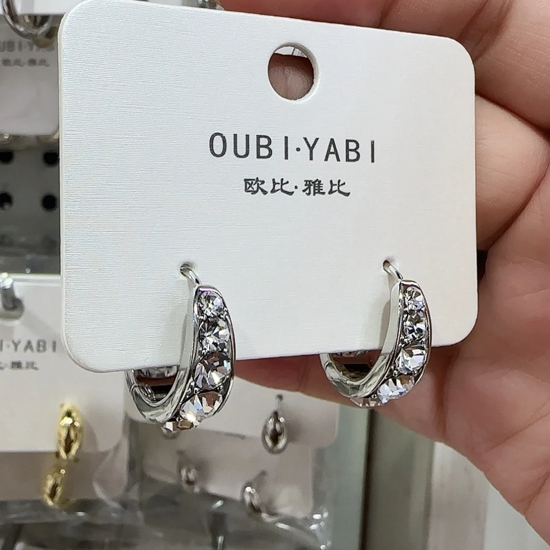 锆石纯铜合金银色耳扣