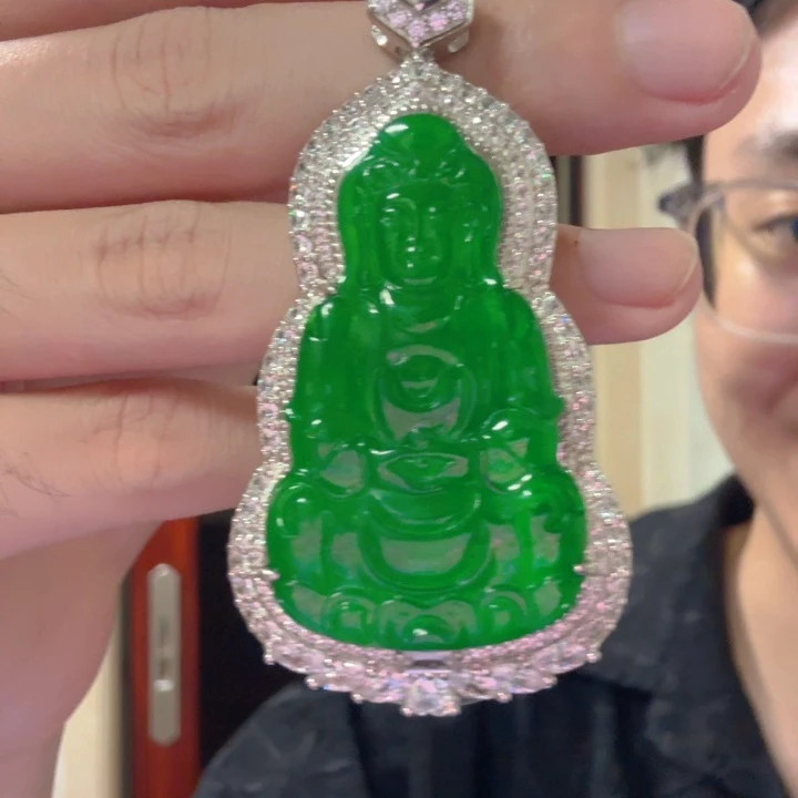 翡翠银S925镶嵌颈饰吊坠