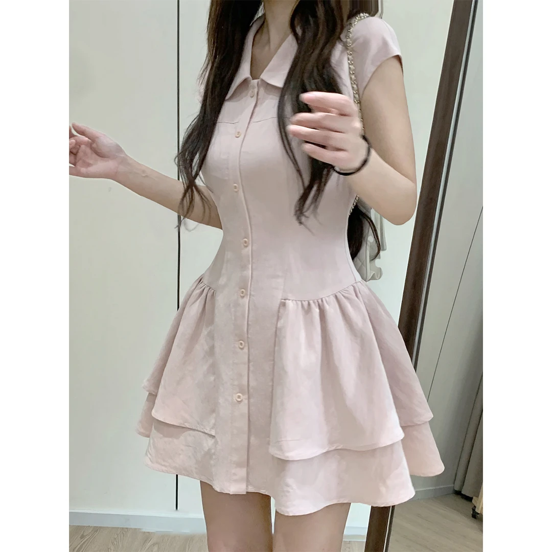 【布偶衣橱】无袖连衣裙夏季纯色短款设计感收腰修身初恋显瘦a字裙