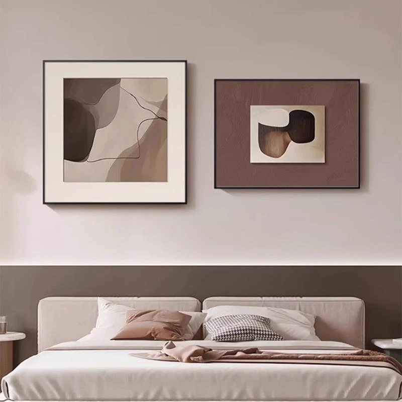 现代简约客厅餐厅装饰画抽象艺术卧室床头挂画轻奢高级感双联壁画