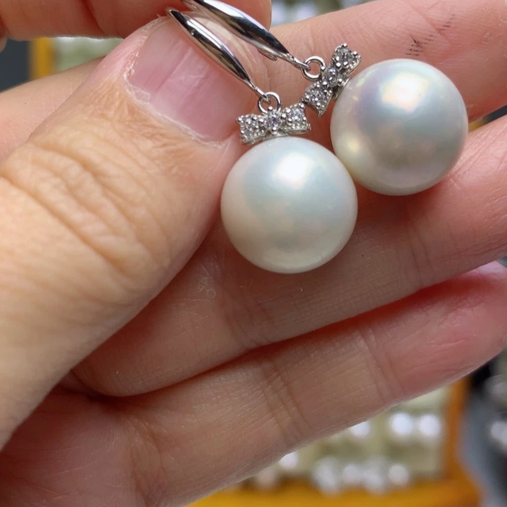 银S925镶嵌淡水珍珠耳饰889