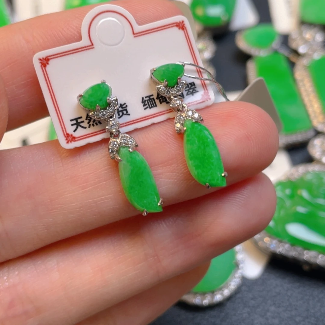翡翠银S925镶嵌吊坠(不含链)耳坠