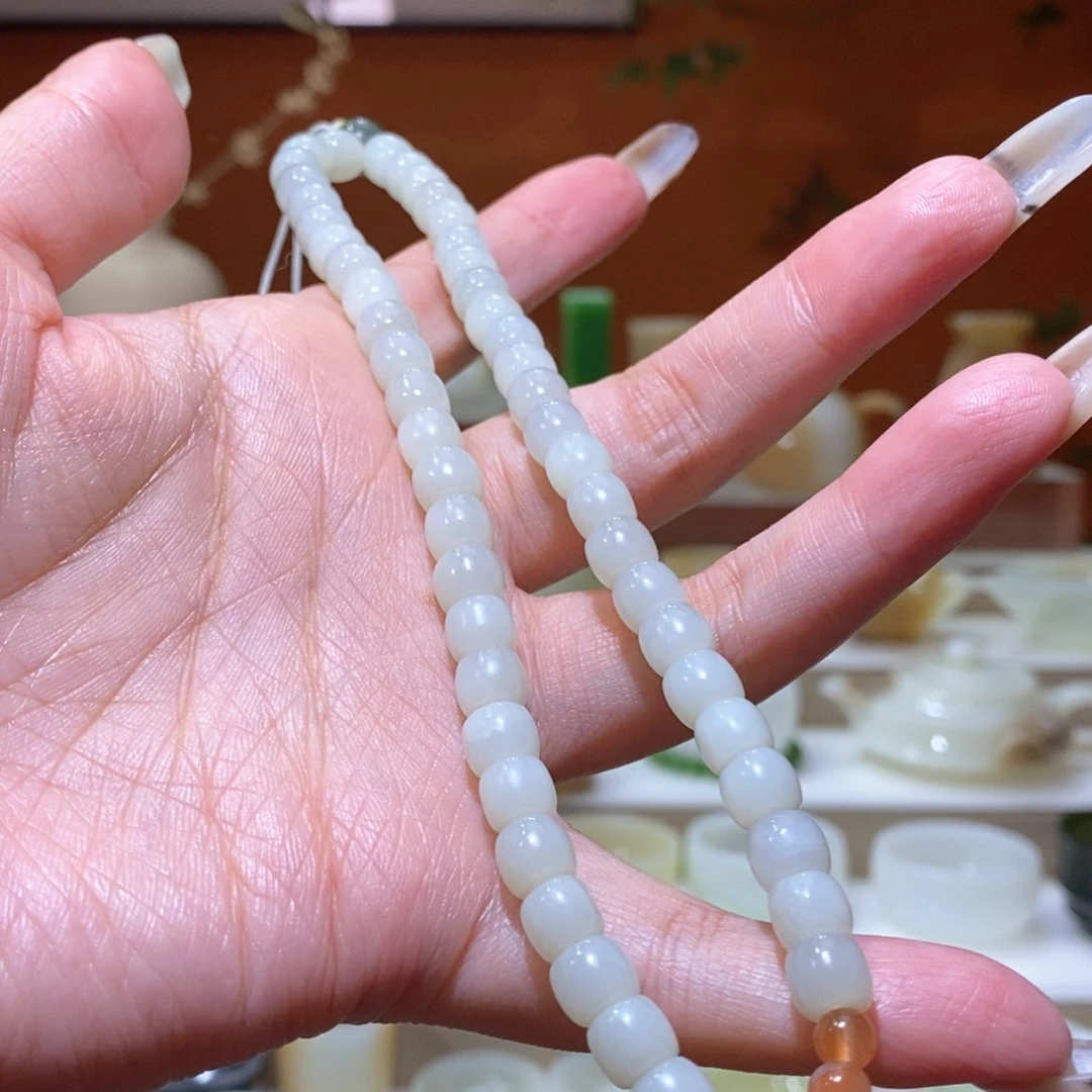 未镶嵌和田玉挂件福利微瑕且末白玉串