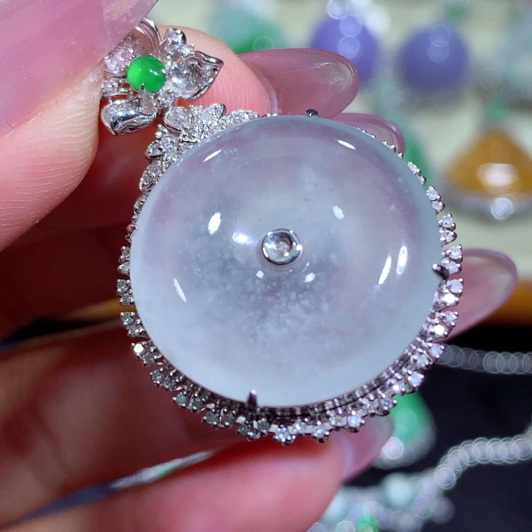 翡翠18K金镶嵌吊坠(不含链)