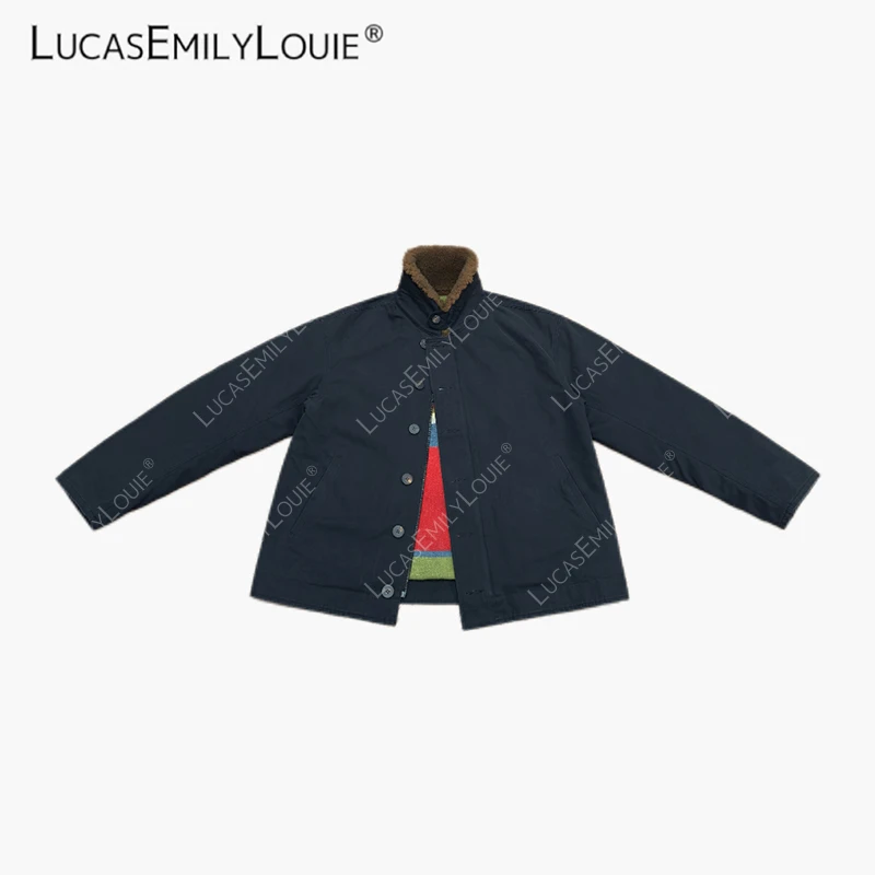 LUCASEMILYLOUIE欢姐0220复古做旧毛领甲板夹克外套2510752