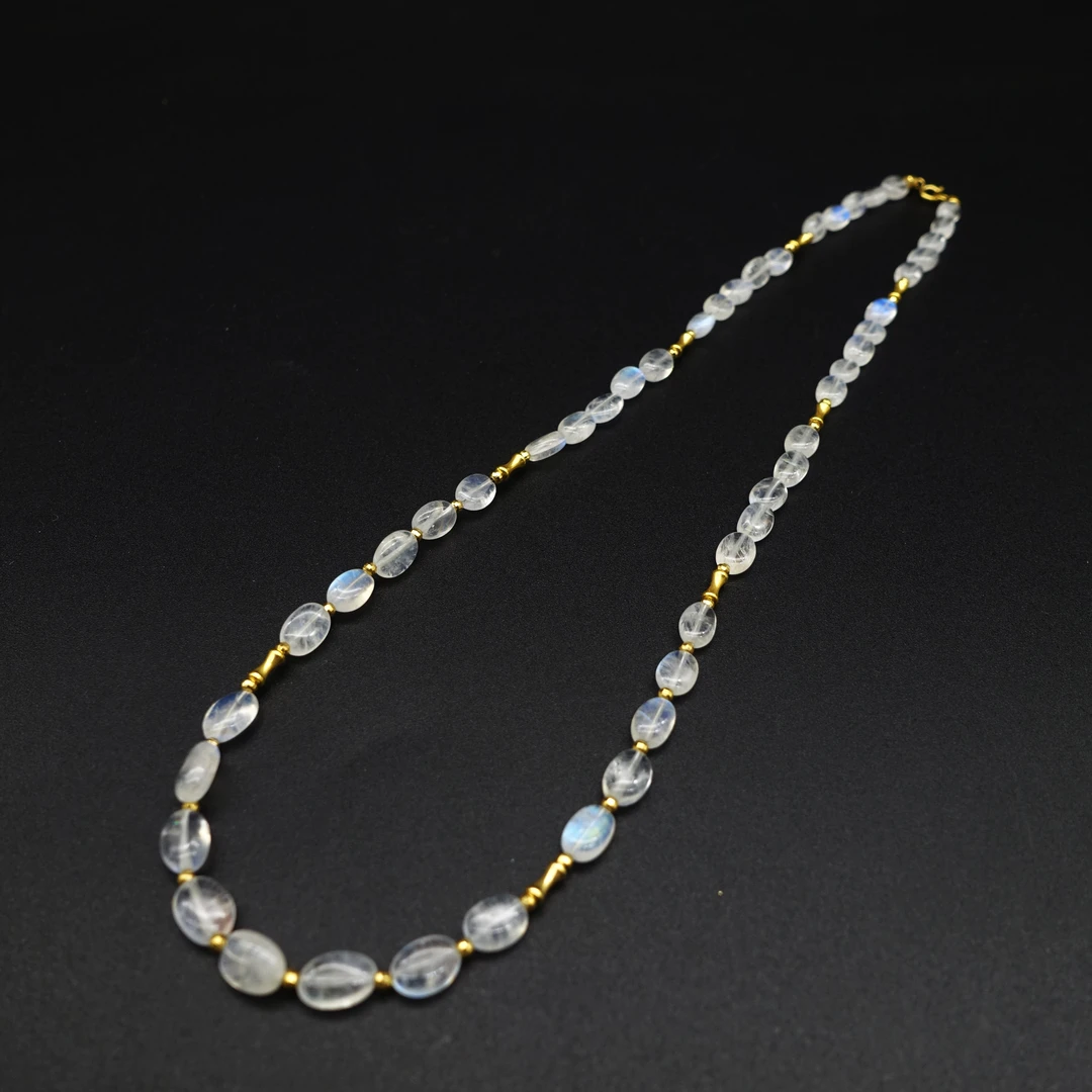 JUSTARRY【1201】18k金天然宝石级月光石蛋面项链(定位扣非18k金)