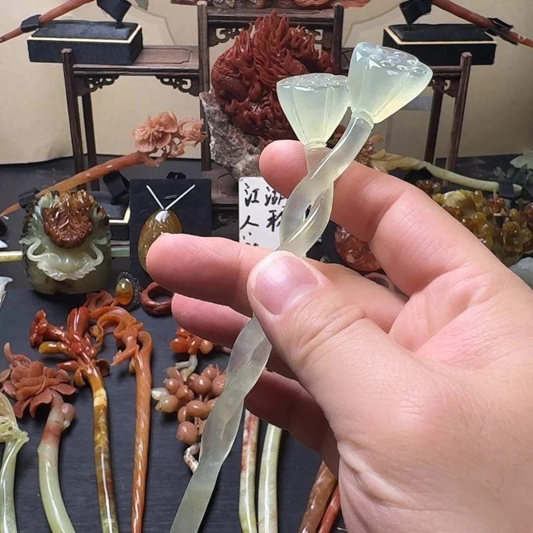 蛇纹石玉未镶嵌发饰