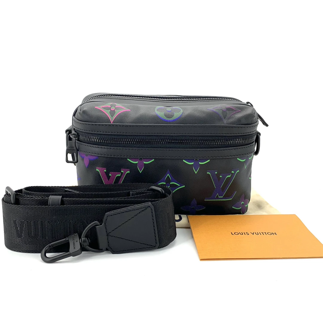 未使用 LouisVuitton/路易威登 限量黑老花炫彩斜挎包  尺寸21/14