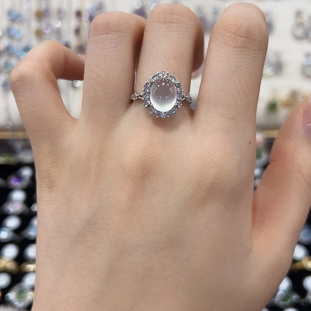 岫玉银S925镶嵌戒指