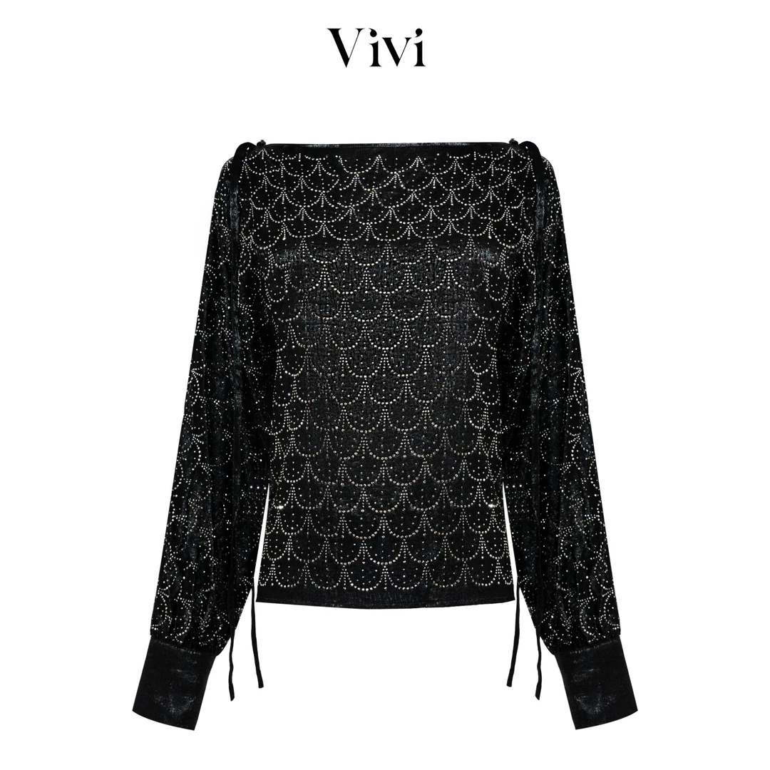 轻奢重工时尚百搭星光烫钻上衣95-007.