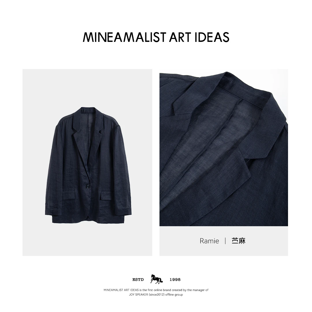 MINEAMALIST ART IDEAS夏季戗驳领一粒扣苎麻休闲西服外套3862M