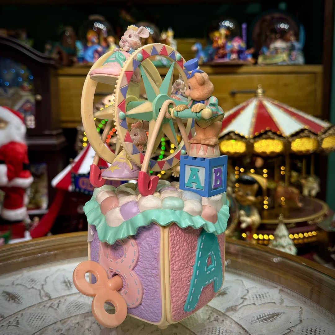 Enesco小老鼠马卡龙色摩天轮八音盒|送女友