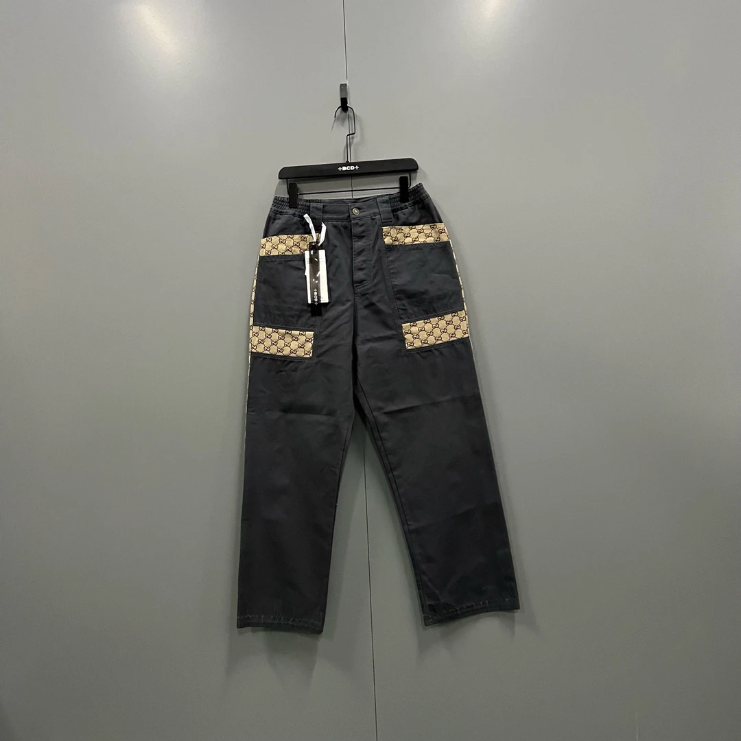 99新 GUCCI/古驰 ab922 019455 拼接老花工装裤 46码